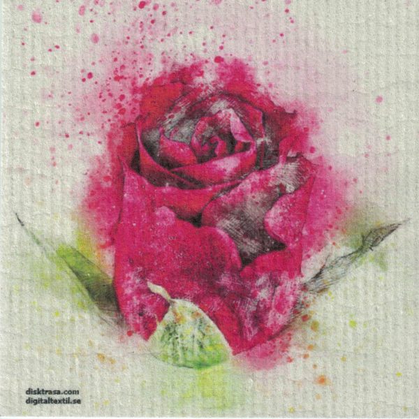 Disktrasa med motiv av rosa ros målad Kjell Mari Ekvall